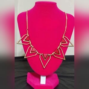 Papaya Gold Necklace with Red Triangles